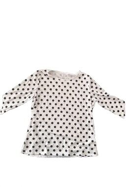 White Polka Dot Long Sleeve Top